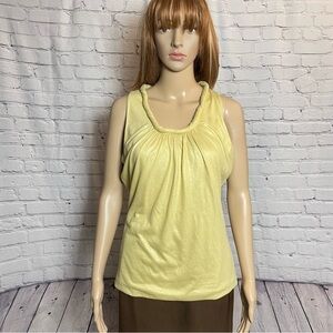 Anne Klein Viscose Blend Sleeveless Yellow Metallic Top Size M